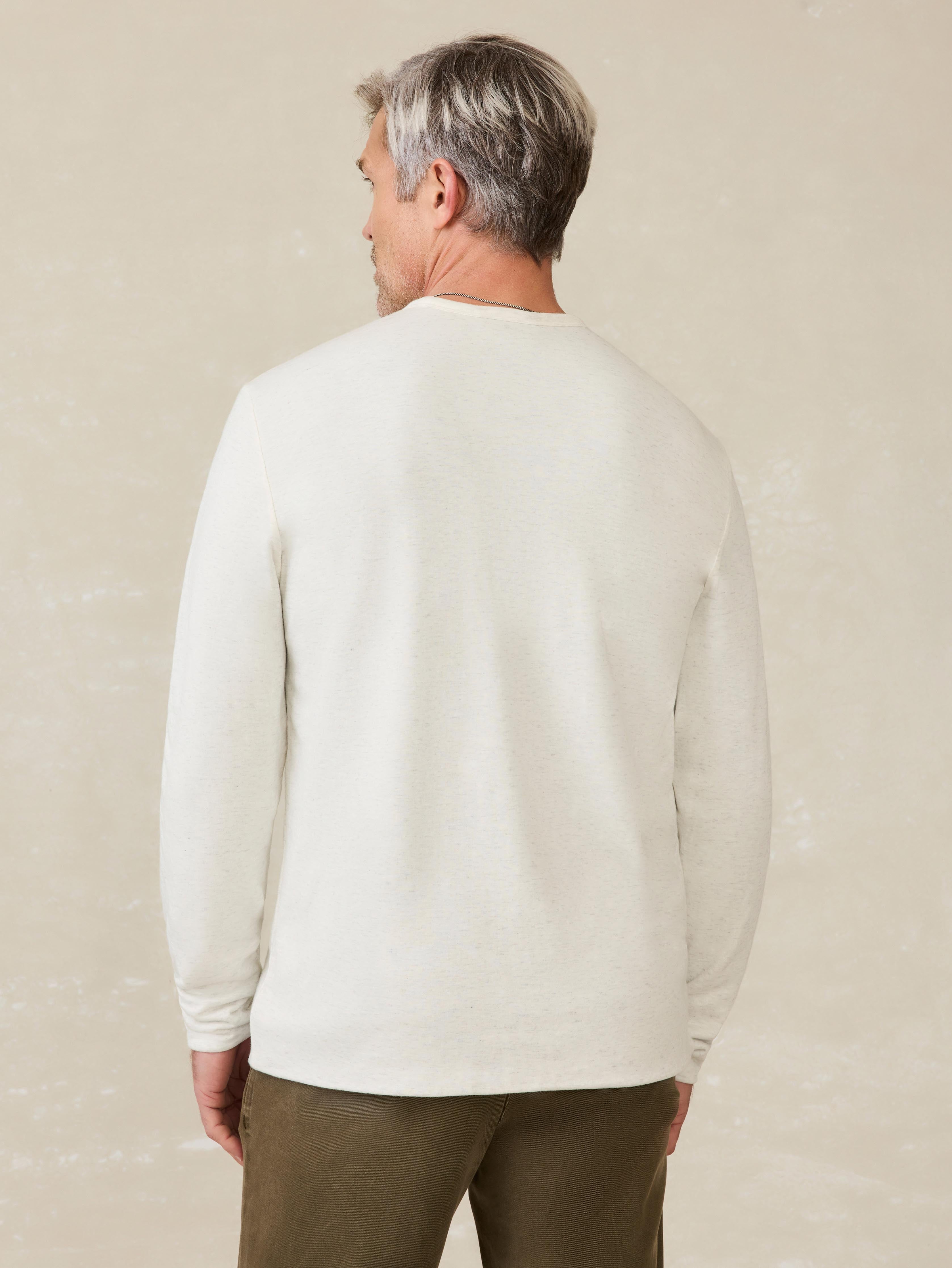 Cloud Reversible Crew - Ivory Heather/Light Blue Heather