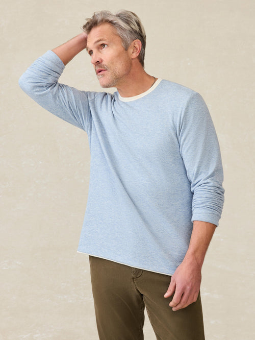 Cloud Reversible Crew - Ivory Heather/Light Blue Heather