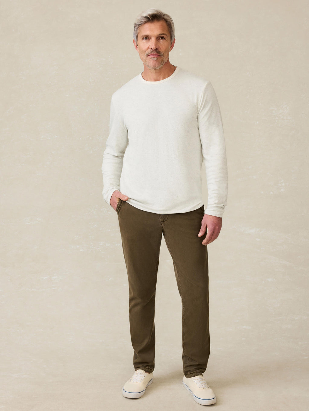 Cloud Reversible Crew - Ivory Heather/Light Blue Heather