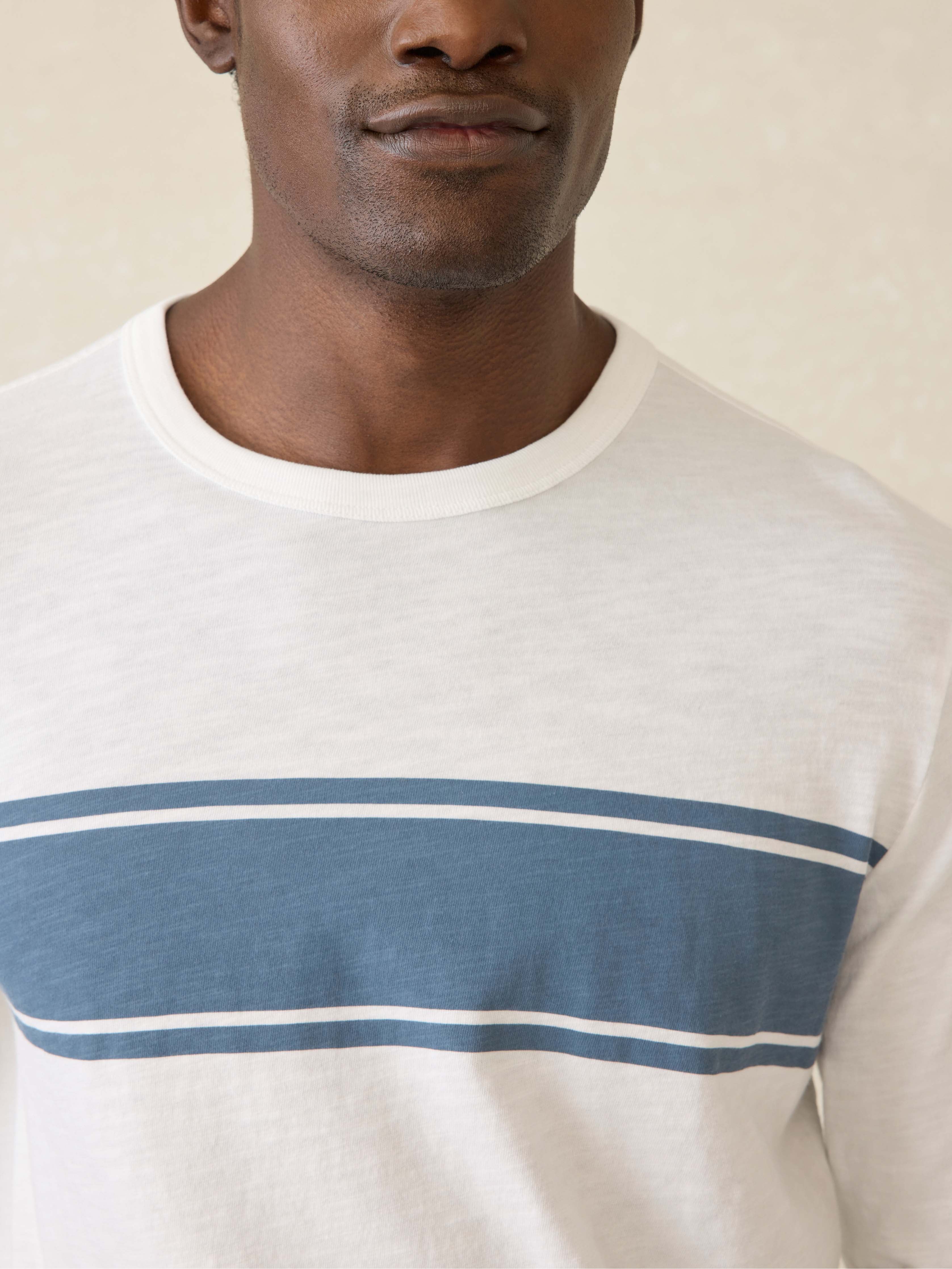 Long-Sleeve Sunwashed Tee - White Surf Stripe