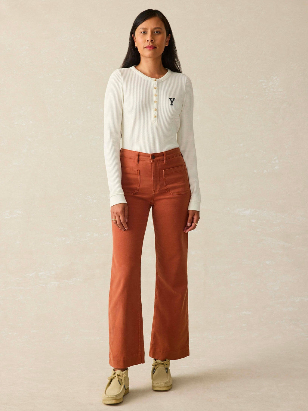 Yale Legend Apres Waffle Henley - Egret