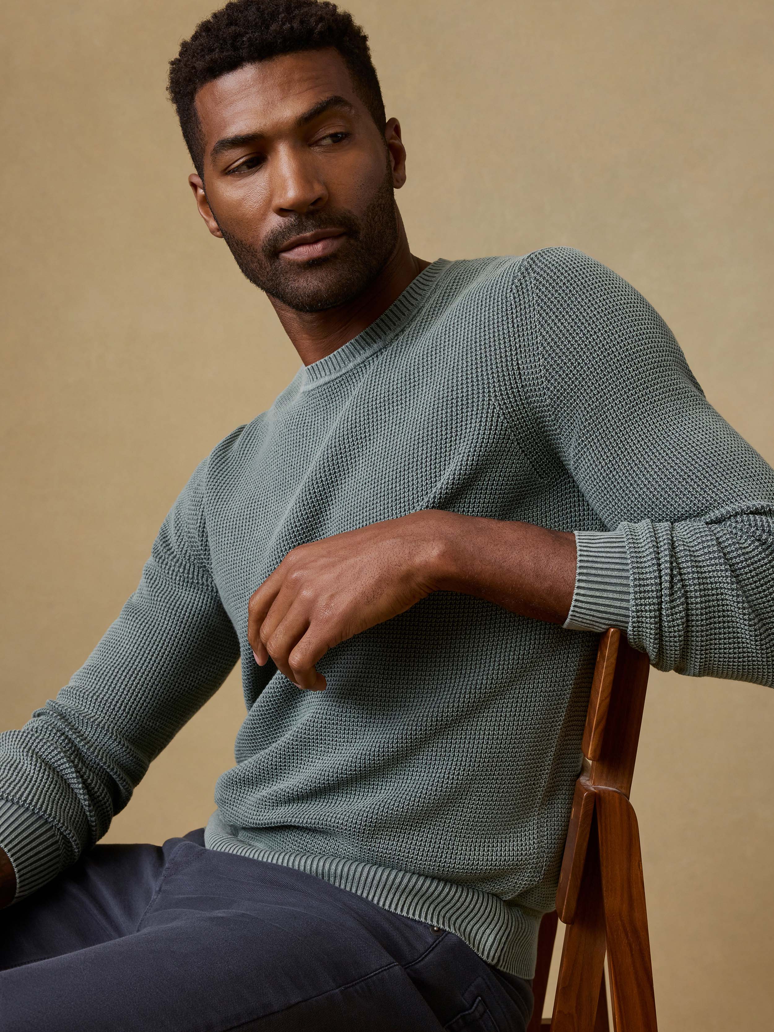 Sunwashed Crewneck Sweater - Mountain Olive